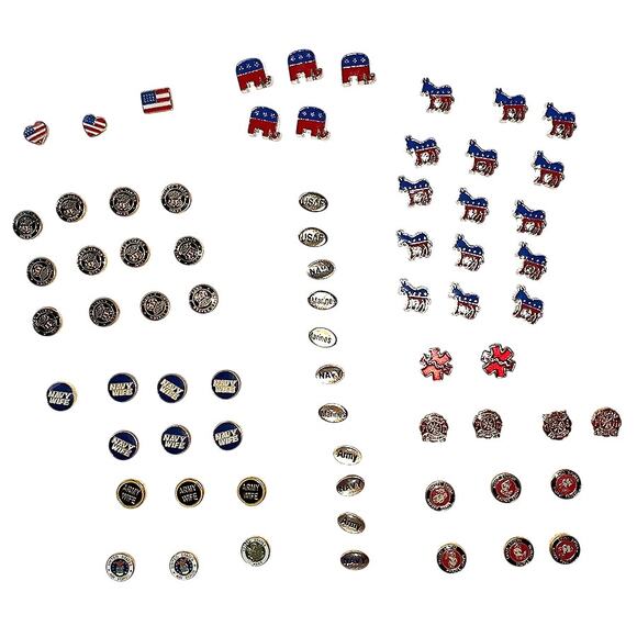 Lot of 60+ Pcs Floating Locket Jewelry Charms Military Army Navy Police Politics - Picture 3 of 9